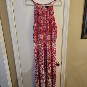 XXL Plus Size Red & White Boho Halter Dress - Pre-Loved
